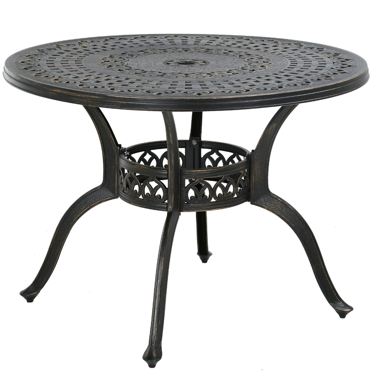 FDW Patio Table Patio Dining Table Outdoor Dining Table Wrought Iron Patio Furniture Patio Furniture Outdoor Table Weather Resistant(Round) FDW