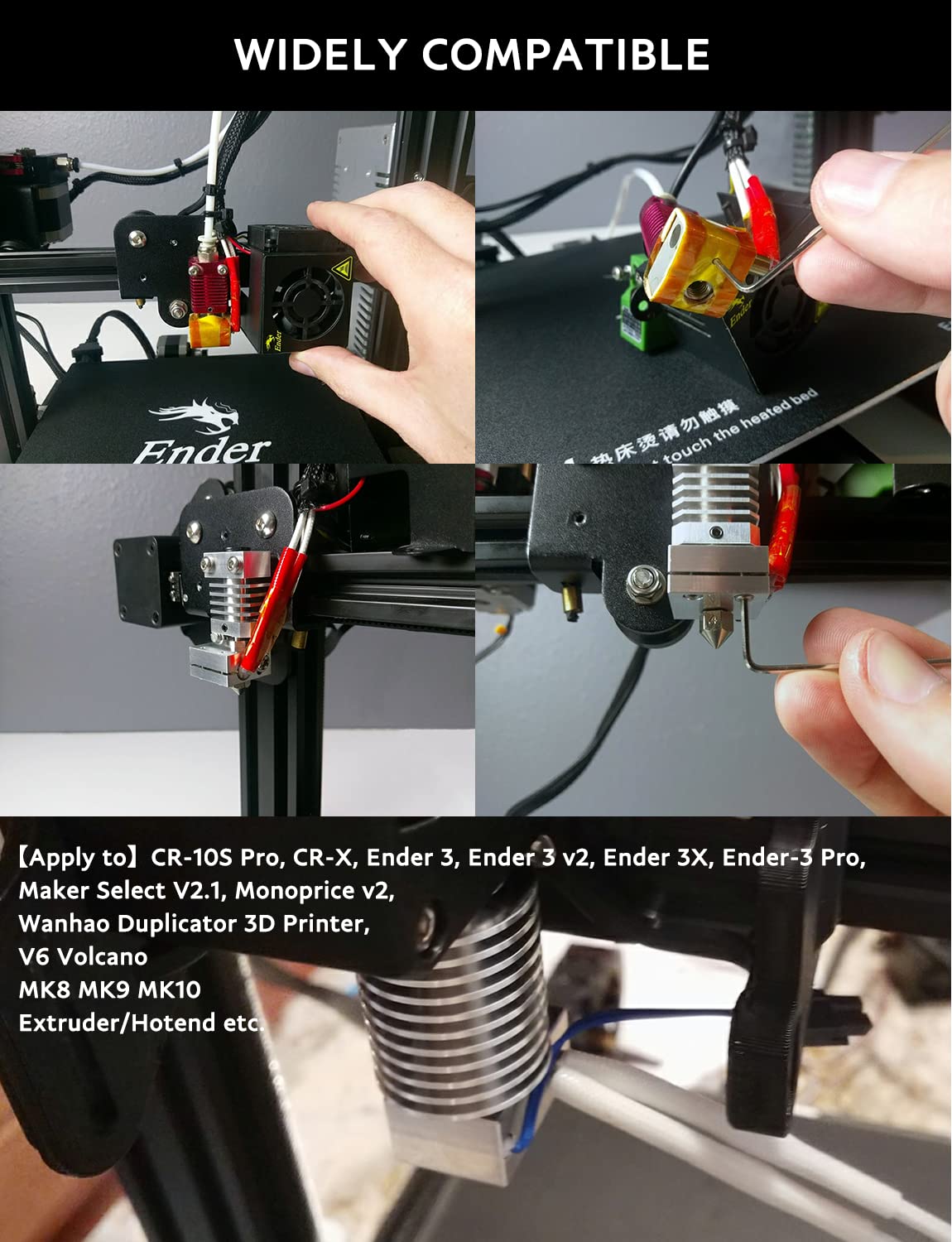 [5-Pack, 4.92ft] 24V 70W Heater Cartridge, Ender 3 v2 Upgrade to 500°C, Compatible with Ender 6 CR10 MK8 Extruder V6 Hotend PT100 Volcano - WoodArtSupply