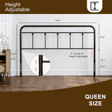 AOVSA Metal Queen Size Headboard, Victorian Farmhouse Style, Adjustable Height, Curved Steel Queen Headboard Only, Easy Assembly, Attach Frame - Black AOVSA