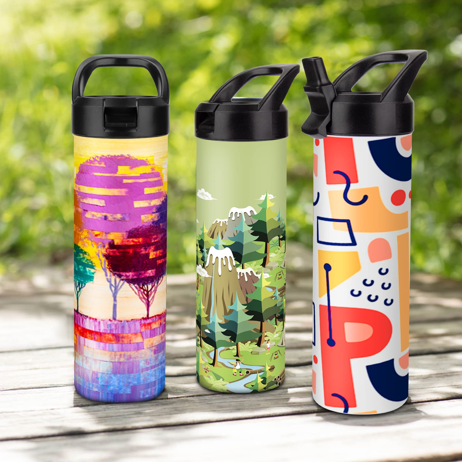 8 Pack 20oz Sublimation Tumbler Set Triple-Insulated Stainless Steel Sports Water Bottle with Straw Lid Blank Sublimation Cup with DIY Stickers, Shrink Wrap, Rubber Base, Heat Tape for Heat T - WoodArtSupply