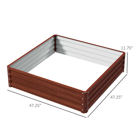 Outsunny Galvanized Raised Garden Bed, 4' x 4' x 1' Metal Planter Box, for Growing Vegetables, Flowers, Herbs, Succulents, Natural Wood Outsunny