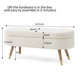 IAFIKE Oval Storage Bench 43.5" Ottoman Bench Upholstered Boucle Fabric Footrest Bench with Golden Metal Legs End of Bed for Bedroom, Living Room, Entryway,Bed Side (Beige) IAFIKE