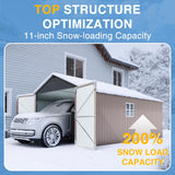 Breezestival 12x20ft Metal Carport Shed, Triple Door Outdoor Storage Building with Car Port Entry & Side Door, 700 cu ft Utility Shed with 11" Snow Load Capacity for Garden, Vehicle, Bike Storage Breezestival