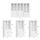 VOWNER 20“D Armoire Wardrobe Closet with Fluted Glass, 71" H Clothing Storage Cabinet with Hanging Rod, 4 Soft-Close Doors Wooden Wardrobe Cabinet for Bedroom, Large Capacity Storage White (AAC) VOWNER