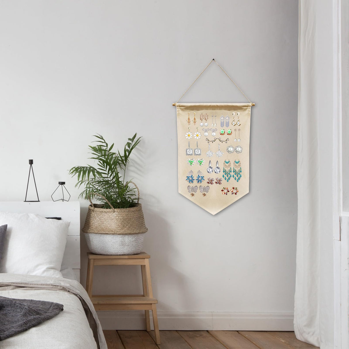 3 PCS Canvas Banners Wall Hanging Brooch Jewelry Storage Case Stand Enamel Pin Display, Sublimation blank Banner,Holder Earrings Necklace Pin Collection Organizer OKBA