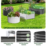 A ANLEOLIFE 2-Pack 4ft x 18” Tall Galvanized Raised Garden Beds Outdoor, Round Metal Planter Box for Planting Vegetables Flowers Herb, Anti-Rust & Easy-Setup, Quartz Grey A ANLEOLIFE