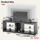 Bestier TV Stand for 70 inch TV with Power Outlets, LED Entertainment Center for PS5, Gaming TV Consoles with Glass Shelves for Living Room, 63'' Inch, Black Carbon Fiber Bestier