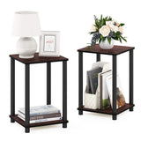 Furinno Turn-N-Tube End Table Corner Shelves, Set of 2, Dark Cherry/Black Furinno