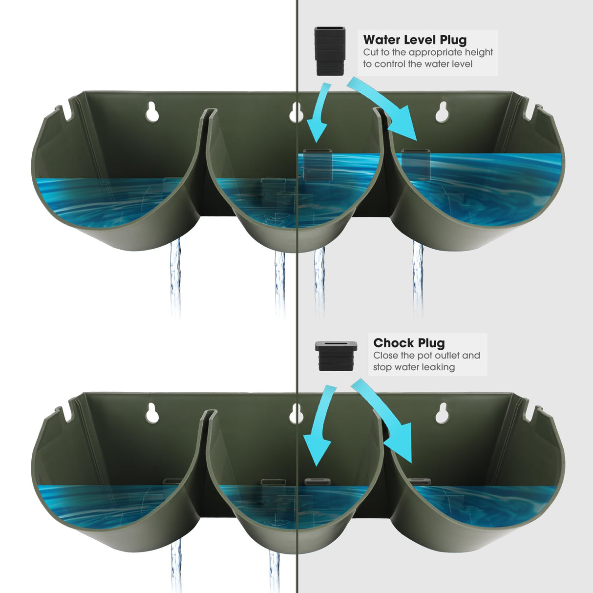 Worth Garden Upgraded 6 Sets (18 Pockets) Self Watering Stackable Vertical Planters - Wall Mounted Plastic Plant Grow Pots for Strawberries Flowers Herbs - Indoor Outdoor Green Wall Decoration (Green) Worth