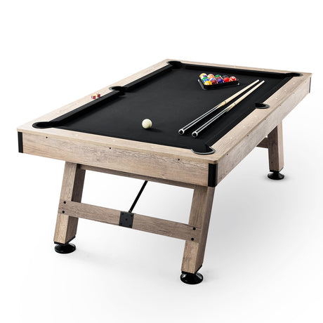 VEVOR Billiards Table, 7 ft Pool Table, Adjust Legs Stable Billiards Table, Pool Table Set Includes Balls, Cues, Chalks and Brush, Wood Color with Black Cloth, Perfect for Family Game Room Kids Adults VEVOR