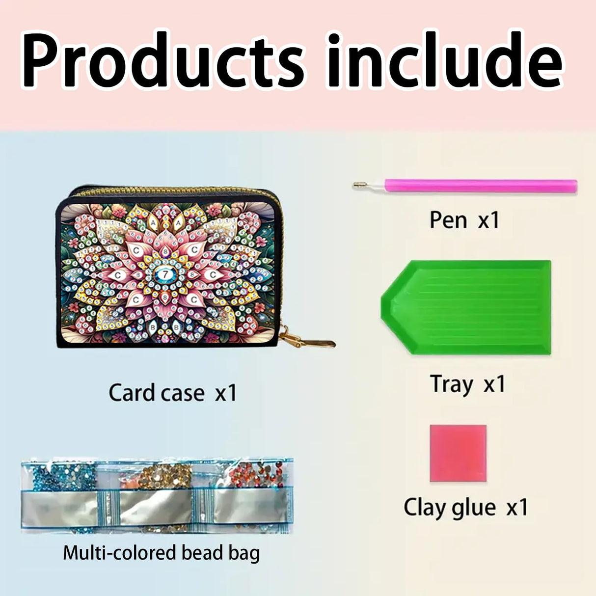 DIY Diamond Painting Kit Card Bag Flower Pattern Compact Portable Card Holder Multi Card Position Mini Wallet Bank Card Coin Storage Bag Personalised Creative Handmade Gift Tontut