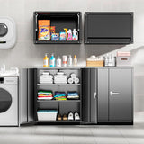 INTERGREAT Metal Garage Storage Cabinet, 36" Lockable Storage Cabinet with 2 Doors and 2 Adjustable Shelves, Steel Black File Great for Home Office, Garage, Warehouse, Study Room INTERGREAT