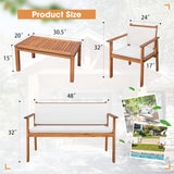 Devoko Patio Furniture 4 Piece Acacia Wood Outdoor Conversation Sofa Set with Table & Cushions Porch Chairs for Garden, Deck, Backyard, Natural Devoko