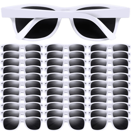 Oleitodh 60 Pack Adult White Sunglasses for Men Women in Bulk Plastic Vintage Retro Style Sunglasses 70s 80s Classic Shades Eyewear Party Prop Favors Supplies Oleitodh