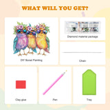 HEIBAGO Birds Hanging Diamond Art Kits for Adults, Fall Special Shaped Crystal Diamond Painting Ornament Kit, DIY Double-Sided Pattern Window Pendant Gem Art Kit for Home Wall Decor 8.3x8.3inch HEIBAGO