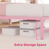 Elephance Full Bed Frame with Headboard Metal Bed Frame Full Size with 11.2" Storage Space No Box Spring Needed Easy Assembly,Pink Elephance