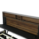 Merax Queen Bed Frame with Trundle Pull Out, Wood Bed Frame Queen Size with Storage Drawers and Headboard, Linen Upholstered Queen Bed with a Set of Sockets & USB Ports, Gray Merax