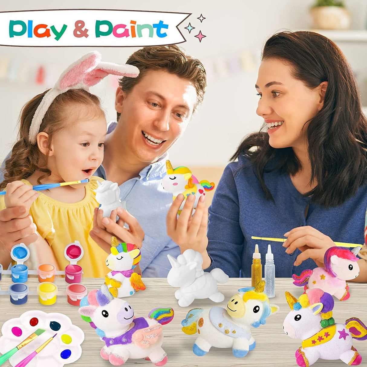 SpringFlower Unicorn Gift Toys for 3 4 5 6 7 8 Years Old Girls - Girls Arts and Crafts Painting kit Including 8 Cute Looking Unicorn Figures, DIY Creative Christmas Gift for Kids SpringFlower