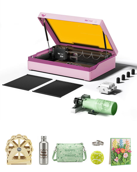 WECREAT Vista 10W Laser Engraving Machine with 9-in 1 Rotary, Smart HD Camera, Compact Diode Desktop Laser Engraver for Beginners DIY Hobbyist Wood Leather Glass Metal Jewelry Gifts Making WECREAT