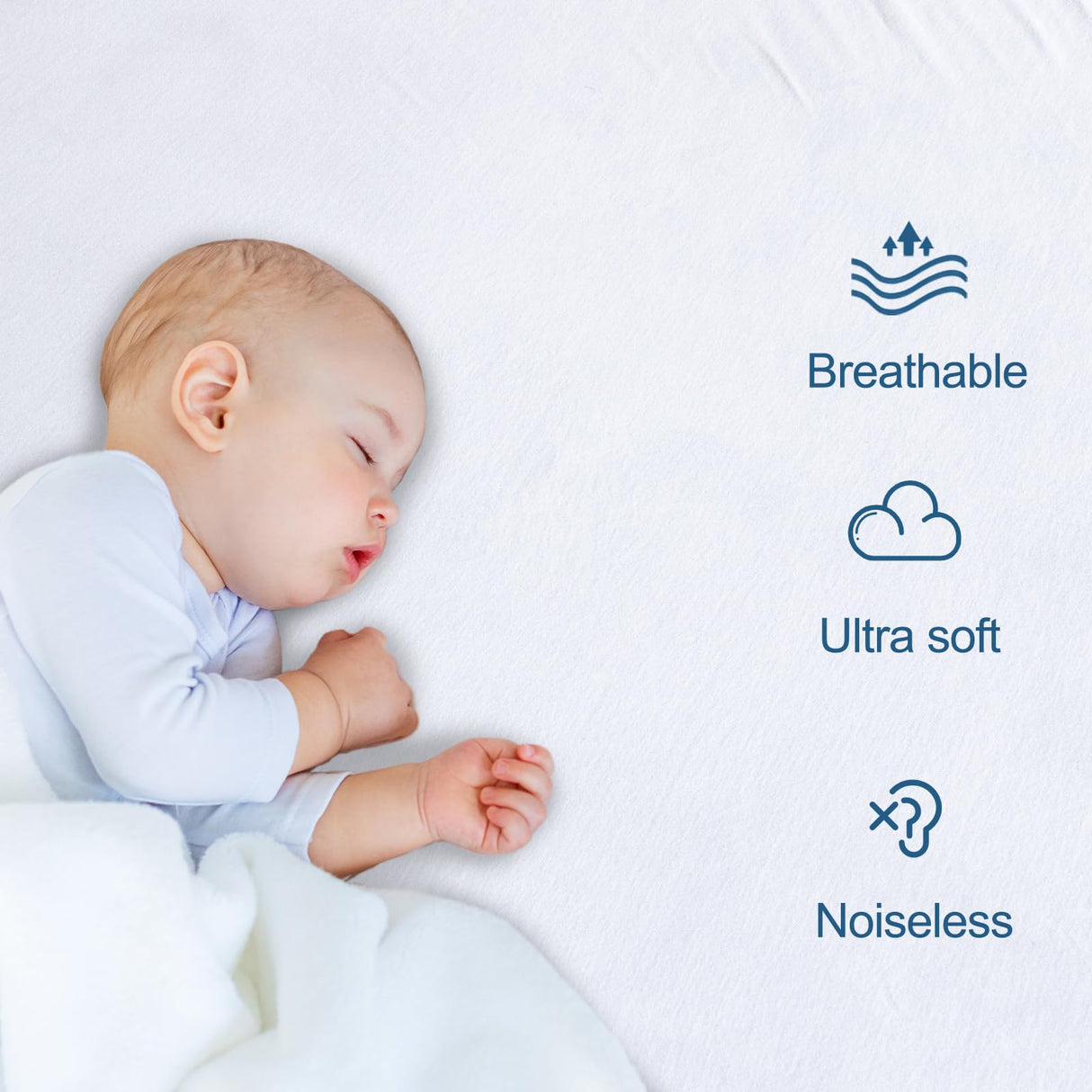 SPRINGSPIRIT King Mattress Protector, King Size Mattress Cover Protector Waterproof with Deep Pocket up to 14’’, King Size Bed, Noiseless & Skin-Friendly Fitted Sheet Only, White SPRINGSPIRIT