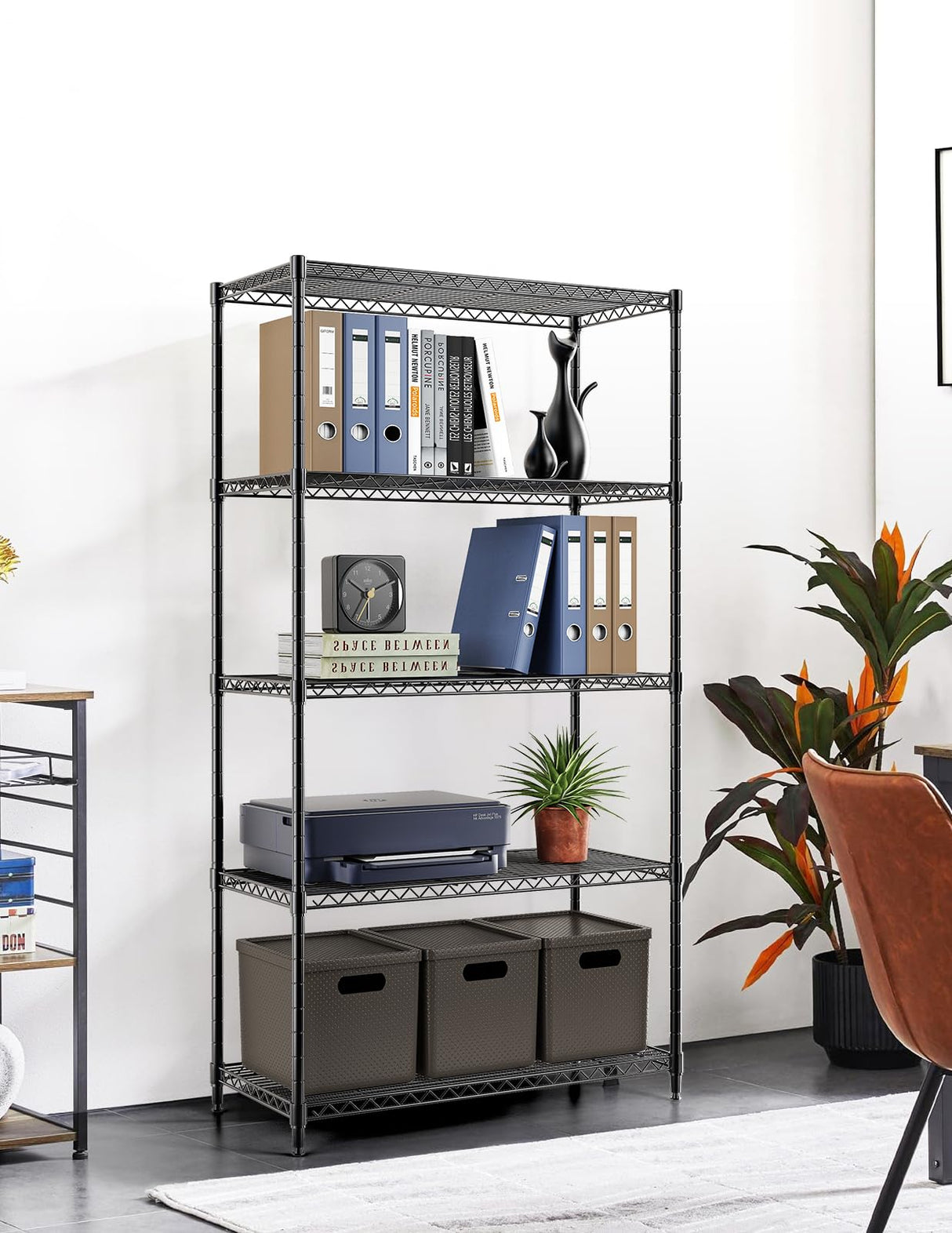Simple Deluxe 5-Tier Heavy Duty Storage Shelving Unit, 1250 Lbs Loading Capacity, 29.92" W x 13.98" D x 61.02" H, Black Simple Deluxe