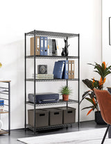 Simple Deluxe 5-Tier Heavy Duty Storage Shelving Unit, 1250 Lbs Loading Capacity, 29.92" W x 13.98" D x 61.02" H, Black Simple Deluxe