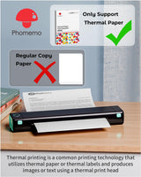 Phomemo M08F Portable Printers Wireless for Travel, Thermal Printer Support 8.5" X 11" US Letter Thermal Paper, Bluetooth Inkless Printer Compatible with iOS, Android, Laptop for Travel, Office, Home Phomemo