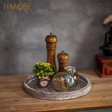 Hanobe Round Wood Candle Tray: Rustic Wooden Candle Holder Whitewash Pillar Stand Farmhouse Tea Light Plate Base for Living Room Coffee Table Centerpiece for Kitchen Counter Bathroom Home Decor,11.8" Hanobe
