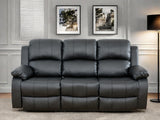 FONTOI Leather Recliner Sofa Couch, 3-Seater Home Theater Seating Reclining Sofa, Power Reclining Couch with Cup Holders & Drop Down Table for Living Room Furniture Sets, Black FONTOI