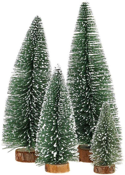 Mini Christmas Tree, Small Pine Tree with Wooden Bases for Xmas Holiday Party Home Tabletop Tree Decor (Green 4pcs)