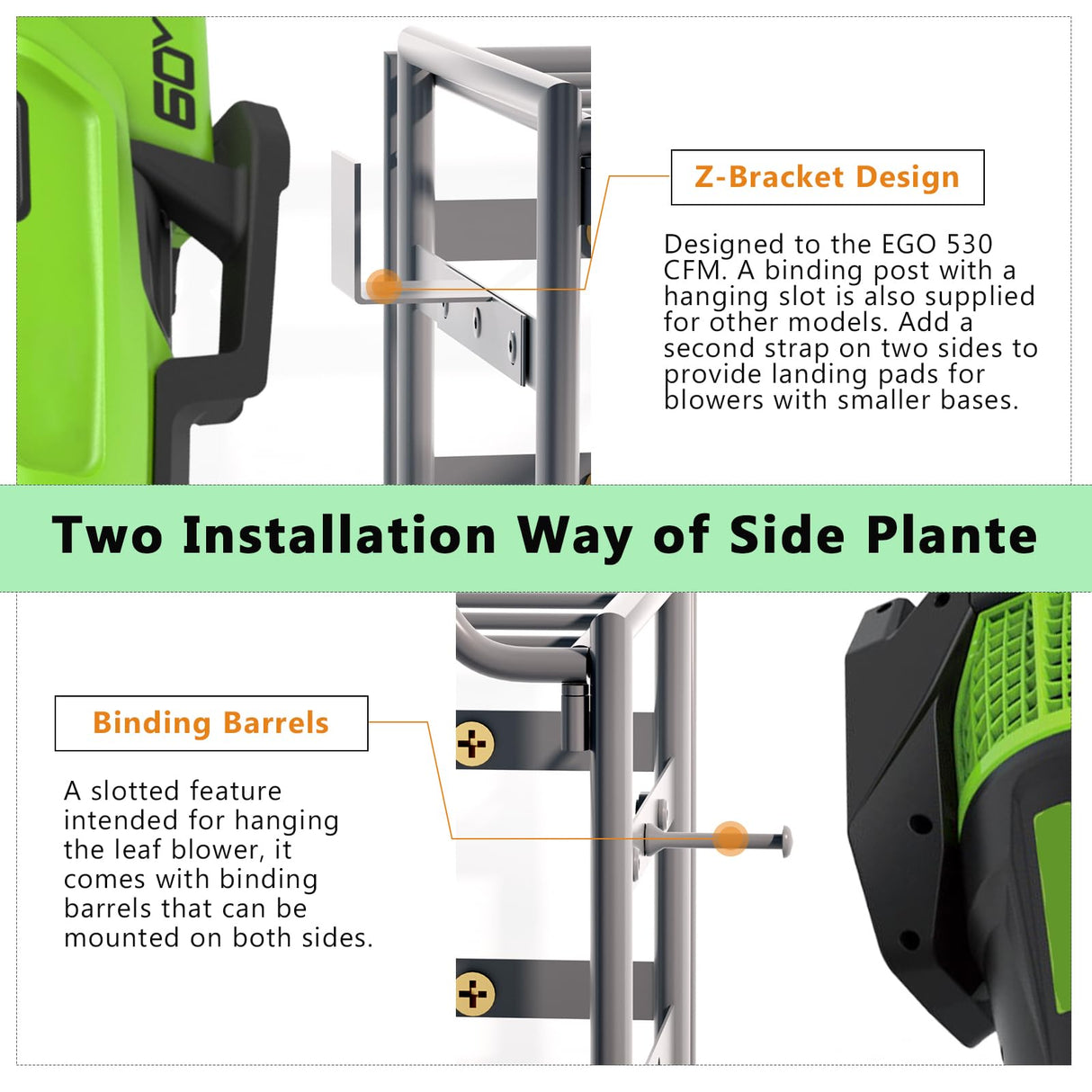 Power Tool Organizer Wall Mount, Lawn Tool Storage Rack for Leaf Blower, Weed Eater, Battery, Charger - Yard Tool Storage Organizer with Storage Hook for Hanging Basement Garage Trimmer/Tool(Gray) Jolensoy