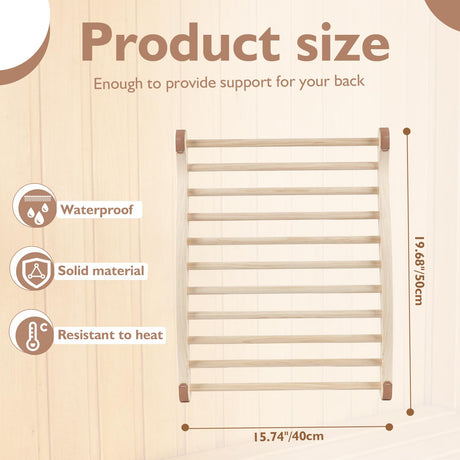 Wiiyita 2 Pack Sauna Backrest Sauna Accessories Wooden Slip-Resistant Non-Toxic Comfortable S-Shape Design Sauna Chair with Back, Sauna Accessories for Any Barrel or Infrared Sauna Wiiyita