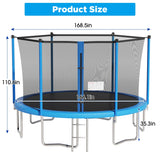 PayLessHere Trampoline 8FT 10FT 12FT 14FT Trampoline with Enclosure ASTM Approved-Combo Bounce Exercise Trampoline PVC Spring Cover Padding for Kids and Adults (Blue, 14FT) PayLessHere