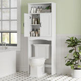 MXARLTR Over The Toilet Storage Cabinet, Over Toilet Bathroom Organizer with Adjustable Shelf and Double Doors, Space Saver Shelf Above Toilet Storage Cabinet (White) MXARLTR