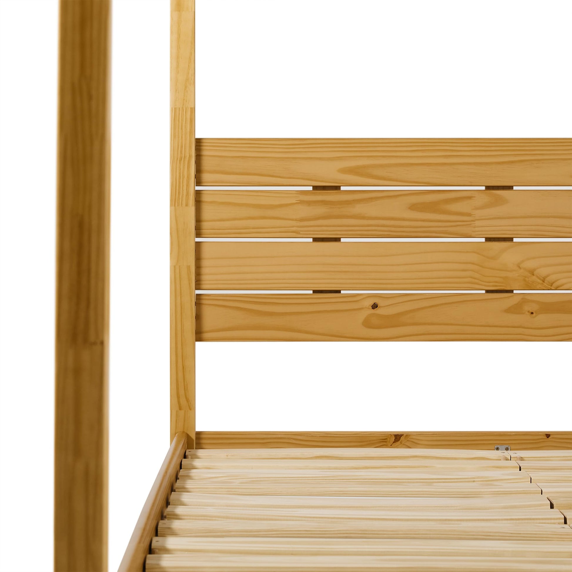 Natural Pine Solid Wood Full Minimalist Canopy Bed - WoodArtSupply