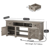 YITAHOME TV Stand for 75/80 Inch TV, Farmhouse Entertainment Center with Storage, 70 Inch TV Cabinet with Drawers and Power Outlet, TV Console for Living Room (Grey Oak) YITAHOME