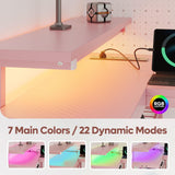 Bestier 52" Gaming Desk with Integrated Power Outlet & USB Ports, L-Shaped Computer Desk with LED Strip & Headphone Hooks, Perfect for Home Office Pink Bestier