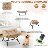 RADIATA Egg Chair with Footrest, Wicker Patio Lounger with Ottoman, Oversized Rattan Egg Shaped Chair with Leg for Indoor Outdoor Patio Balcony Garden (Nature) RADIATA