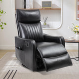 Trustyue Swivel Rocker Recliner Chair, 360° Swivel Recliner with Heat and Massage, Rocker Recliner Nursery Glider Chair with Side Pockets for Living Room (Black, Faux Leather) Trustyue