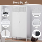 Washsemba Metal Storage Cabinets Locker with Hanging Rod and Adjustable Shelves, 71'' Clothing Steel Storage Wardrobe for Home & Office, School, Employee,Gym(White) Washsemba