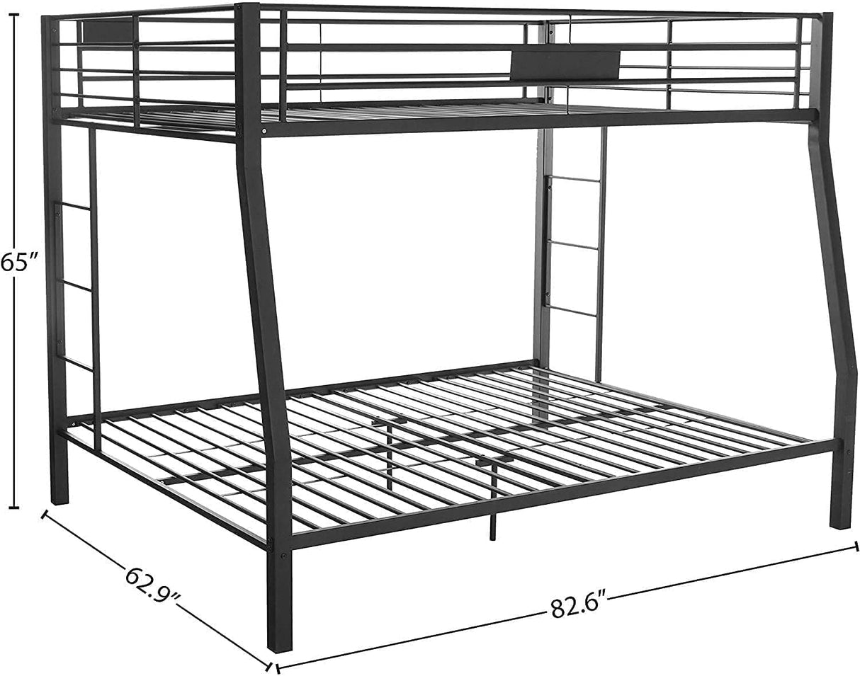 DOONREXS Upgraded Version Thicken Metal Full XL Over Queen Bunk Bed, Heavy Duty Stronger Steel Bunk Beds Full XL Over Queen Size with Ladders and Safety Guard Rail, Easy Assembly (Full XL Over Queen) WoodArtSupply