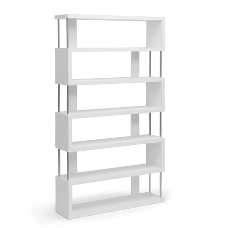 Baxton Studio Barnes 75.5-inch H 6-Shelf Bookcase, White (97-4834-HiT) Baxton Studio