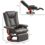 HOMCOM Manual Swivel Recliner Chair, PU Leather Reclining Chair with Footrest for Living Room, Brown HOMCOM