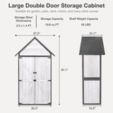 MEDEHOO Outdoor Storage Shed with Floor and Waterproof Roof - Metal Framed Tool Cabinet with Adjustable Shelves - Double Lockable Doors for Backyard, Garden, Patio (Off-White) MEDEHOO