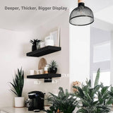 QEEIG Bathroom Floating Shelves for Wall - 15.7" Wall Mounted Shelf Over Toilet Farmhouse Home Decor Display Bookshelf Small 15.7 x 6.7 inch Set of 2, Black (008-40B) QEEIG