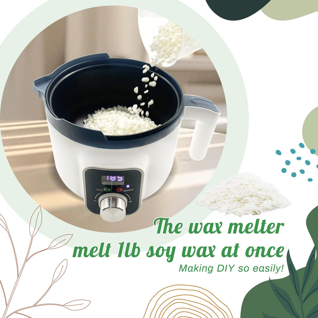 Soy Wax Candle Making Kit with Digital Wax Melter, Natural 4lb Soyawax for Candle Makingt to Make Your Own Candles Handnatur