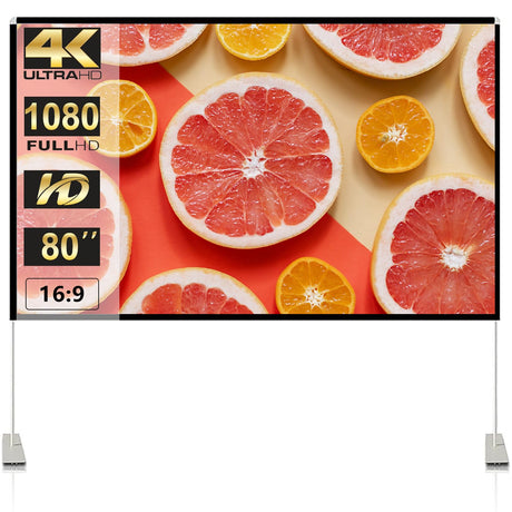 Projector Screen with Stand 80 inch Portable Projection Screen 16:9 4K HD Projections Movies Screen with Carry Bag for Indoor Outdoor Home Theater Backyard Cinema Travel SKERELL