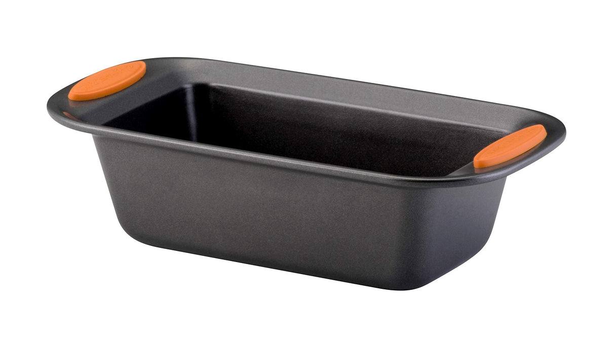 Rachael Ray Yum-o! Bakeware Oven Lovin' Nonstick Loaf Pan, 9-Inch by 5-Inch Steel Pan, Gray with Orange Handles Rachael Ray