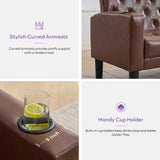 TYBOATLE 62" W Leather Loveseat w/Chairs, 3 Piece Sofa Sets for Living Room w/ 2 USB Charger Ports and 2 Cupholders, Living Room Furniture Sets of 3 (3, Brown) TYBOATLE