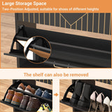 Aheaplus Shoe Cabinet with Flip Doors, Shoes Storage Organizer with Motion Sensor Led Light, Entryway Wood Freestanding Tipping Bucket Shoe Rack with Open Shelves for Closet, Living Room, Black Aheaplus